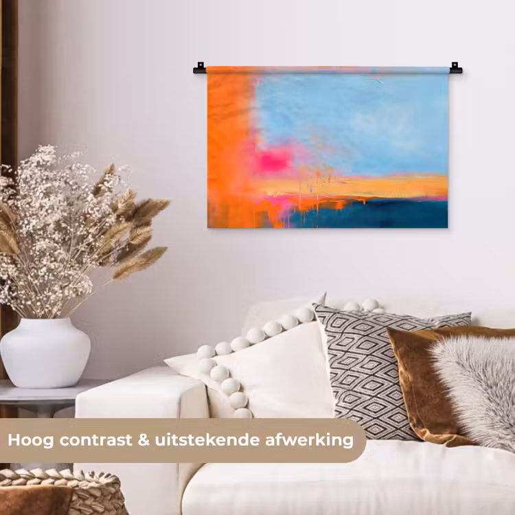 Wandkleed - Abstract - Kleurvlakken - Modern - Oranje - Blauw — 4