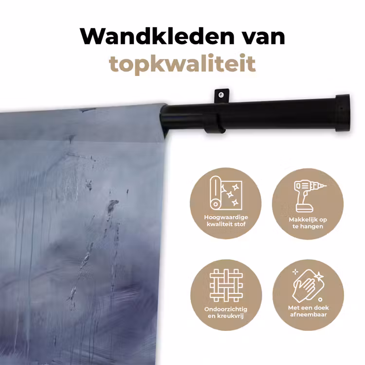 Wandkleed - Abstract - Kwaststreken - Modern - Kunst - Grijs — 3