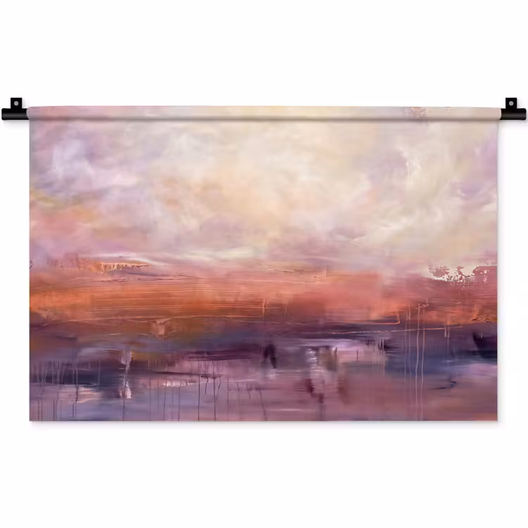 Wandkleed - Abstract - Landschap - Modern - Paars - Oranje — 1