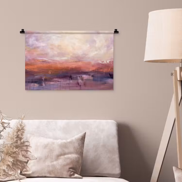 Wandkleed - Abstract - Landschap - Modern - Paars - Oranje — 2