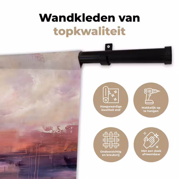Wandkleed - Abstract - Landschap - Modern - Paars - Oranje — 3