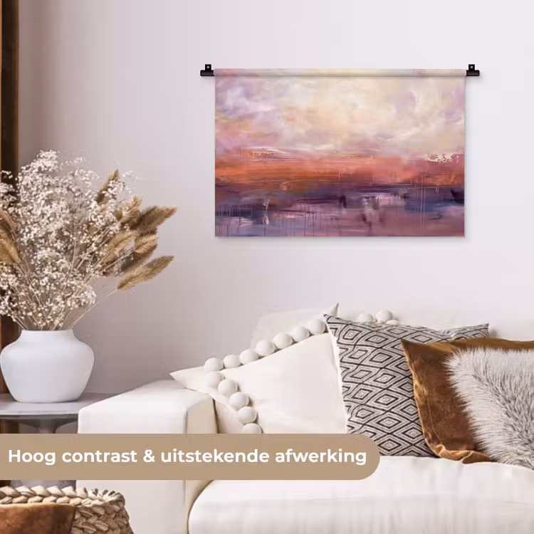 Wandkleed - Abstract - Landschap - Modern - Paars - Oranje — 4