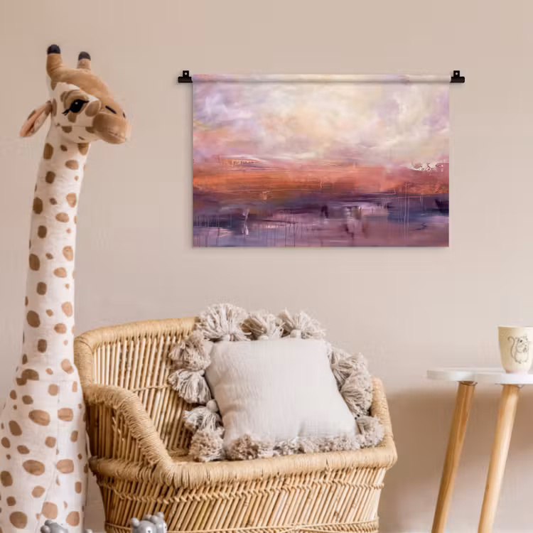 Wandkleed - Abstract - Landschap - Modern - Paars - Oranje — 5
