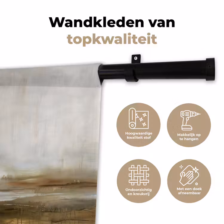 Wandkleed - Abstract - Landschap - Natuur - Beige - Bruin — 3