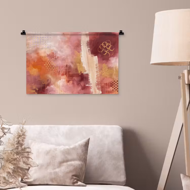 Wandkleed - Abstract - Rood - Goud - Modern - Kunst — 2