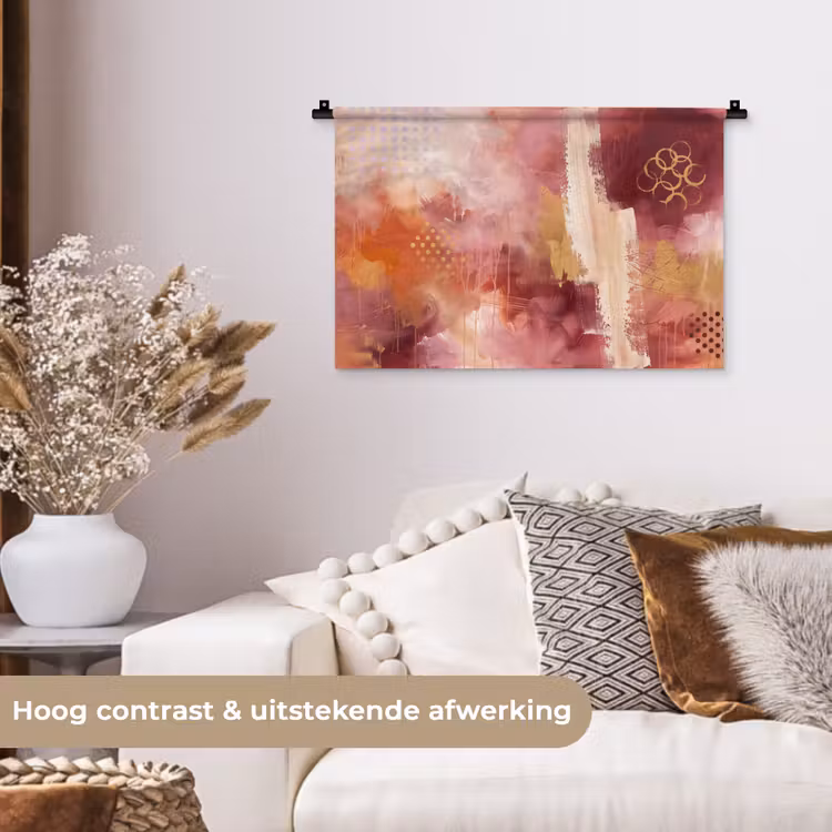 Wandkleed - Abstract - Rood - Goud - Modern - Kunst — 4