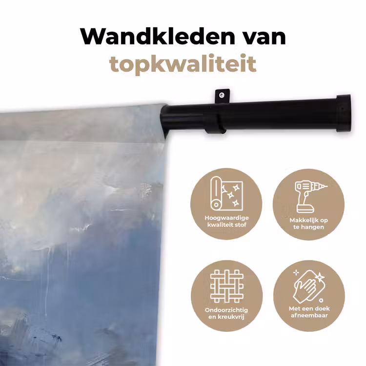 Wandkleed - Abstract - Wolken - Modern - Blauw - Kunst — 3