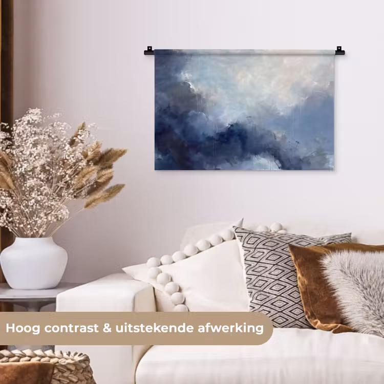Wandkleed - Abstract - Wolken - Modern - Blauw - Kunst — 4