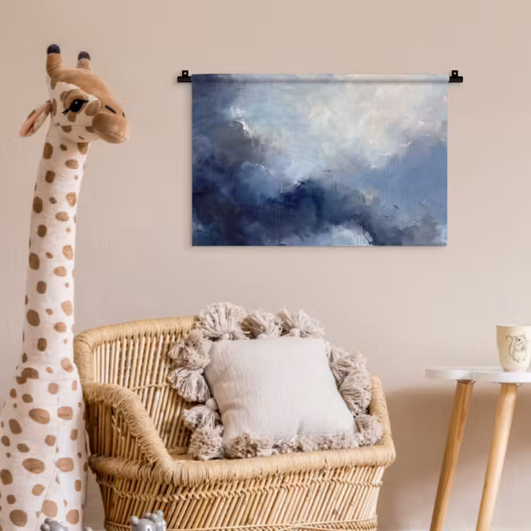 Wandkleed - Abstract - Wolken - Modern - Blauw - Kunst — 5