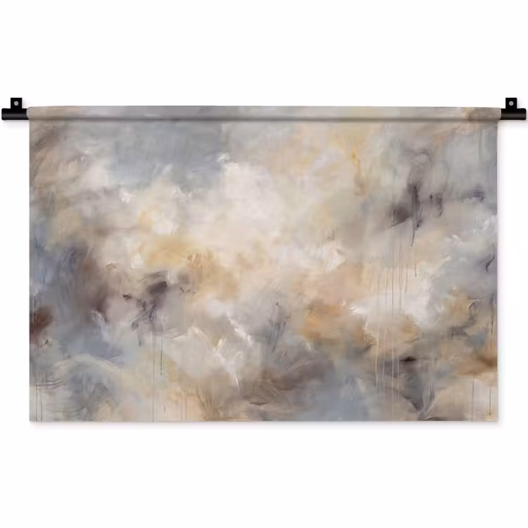 Wandkleed - Abstract - Wolken - Sfeervol - Beige - Grijs — 1