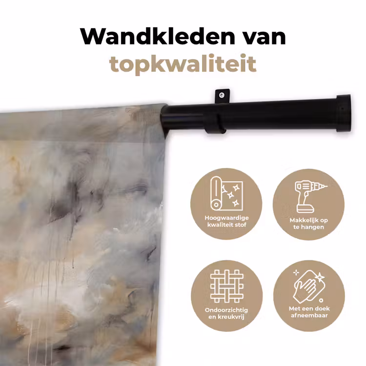 Wandkleed - Abstract - Wolken - Sfeervol - Beige - Grijs — 3