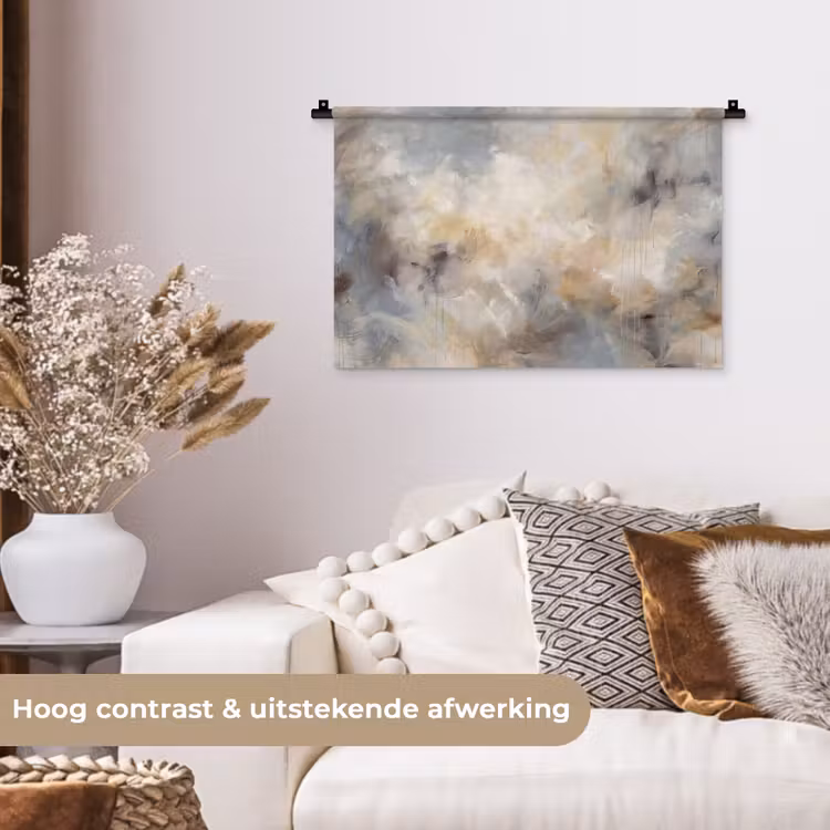 Wandkleed - Abstract - Wolken - Sfeervol - Beige - Grijs — 4