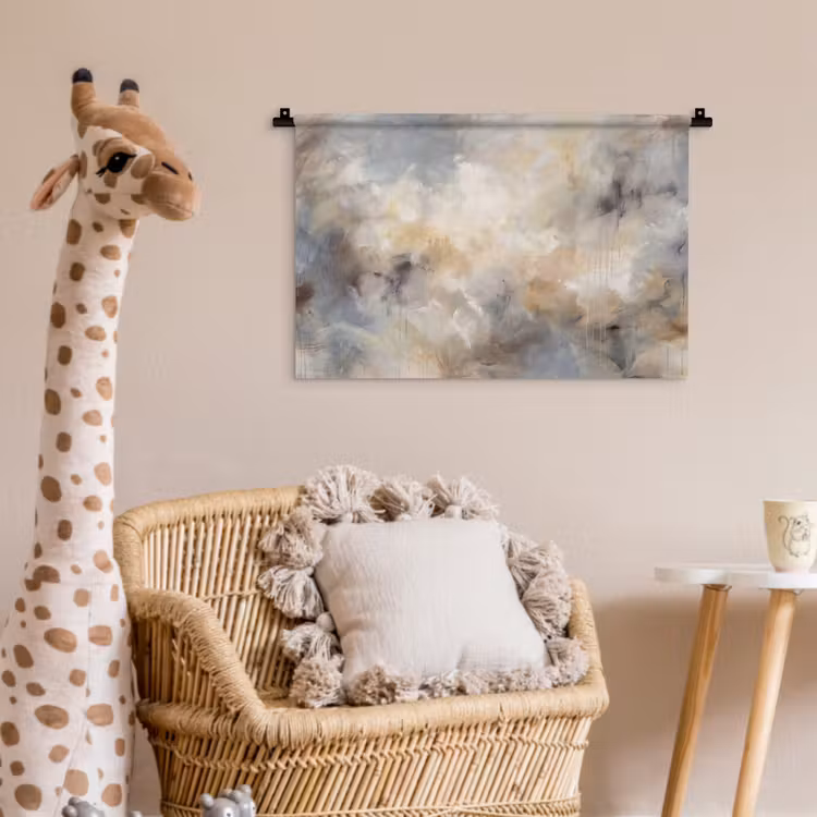 Wandkleed - Abstract - Wolken - Sfeervol - Beige - Grijs — 5