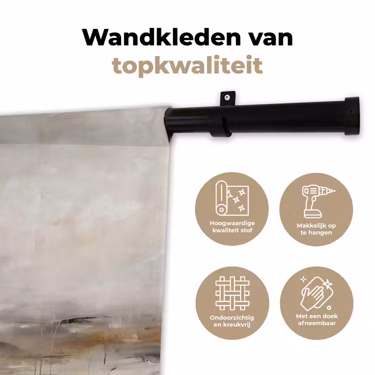 Wandkleed - Abstrakt - Landschap - Modern - Beige - Kunst — 3