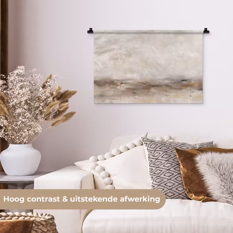 Wandkleed - Abstrakt - Landschap - Modern - Beige - Kunst — 4