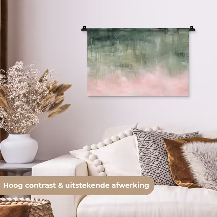 Wandkleed - Kunst - Abstract - Modern - Groen - Roze — 4