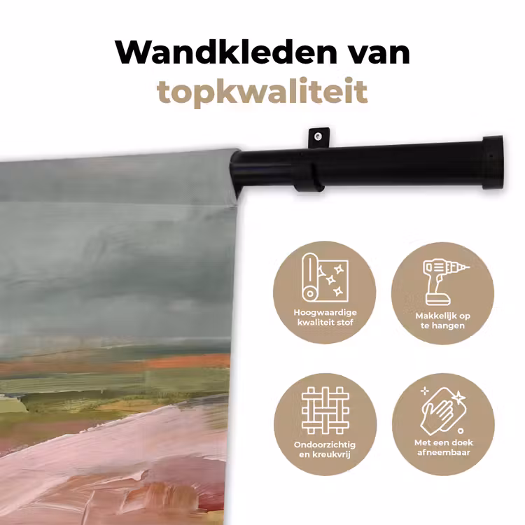 Wandkleed - Landschap - Rivier - Abstract - Roze - Groen — 3