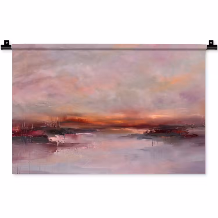 Wandkleed - Landschap - Zonsondergang - Abstract - Modern - Roze — 1