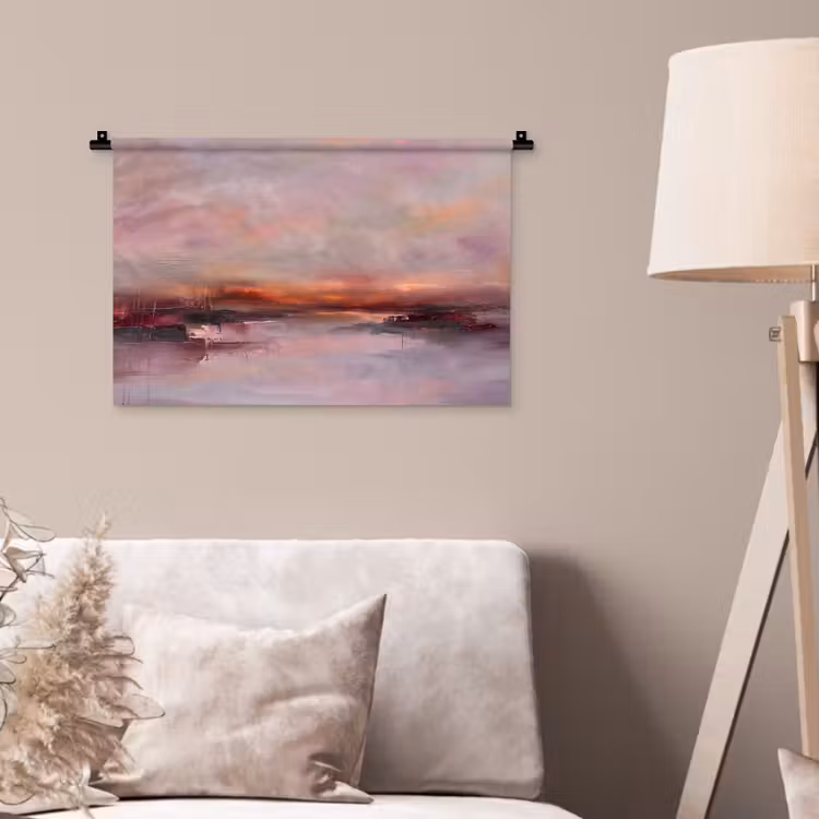 Wandkleed - Landschap - Zonsondergang - Abstract - Modern - Roze — 2