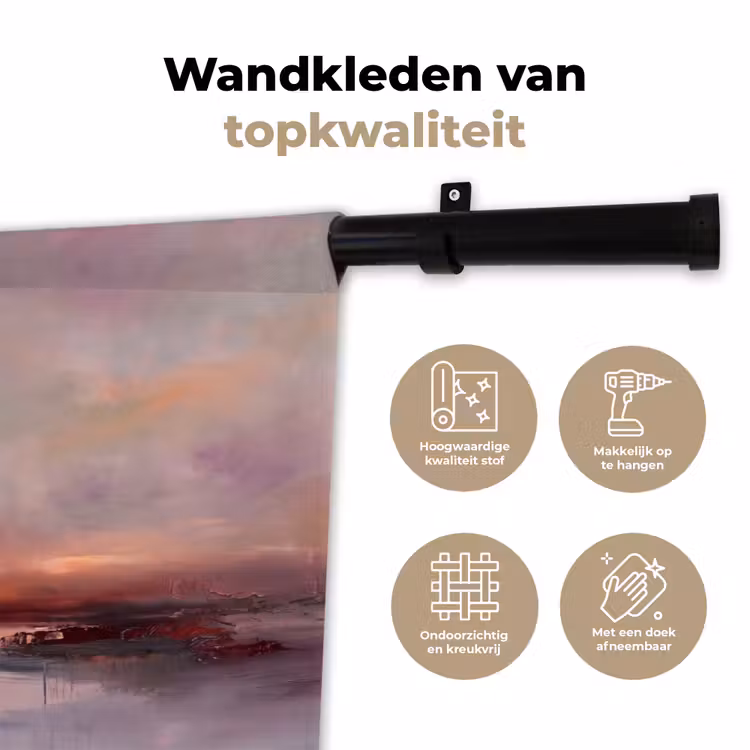 Wandkleed - Landschap - Zonsondergang - Abstract - Modern - Roze — 3
