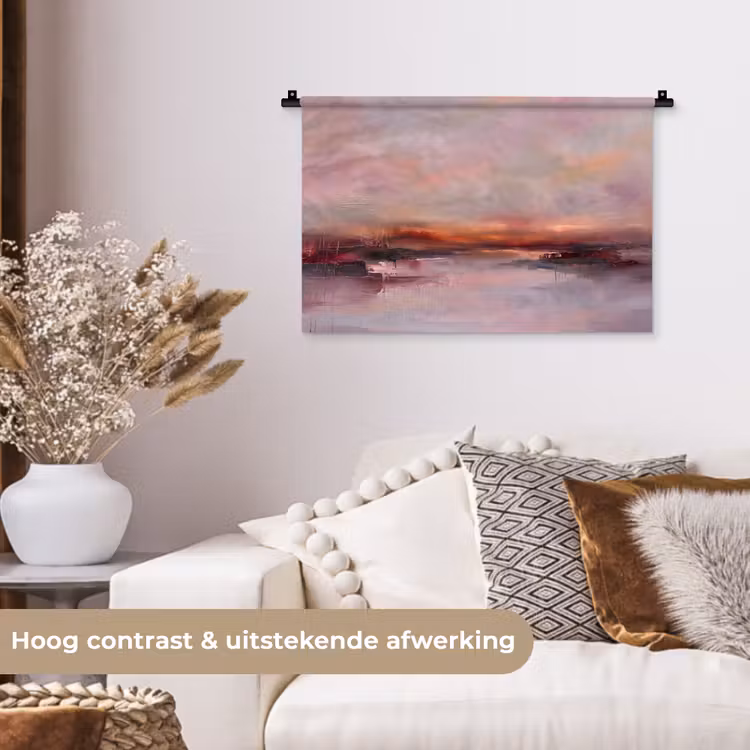Wandkleed - Landschap - Zonsondergang - Abstract - Modern - Roze — 4