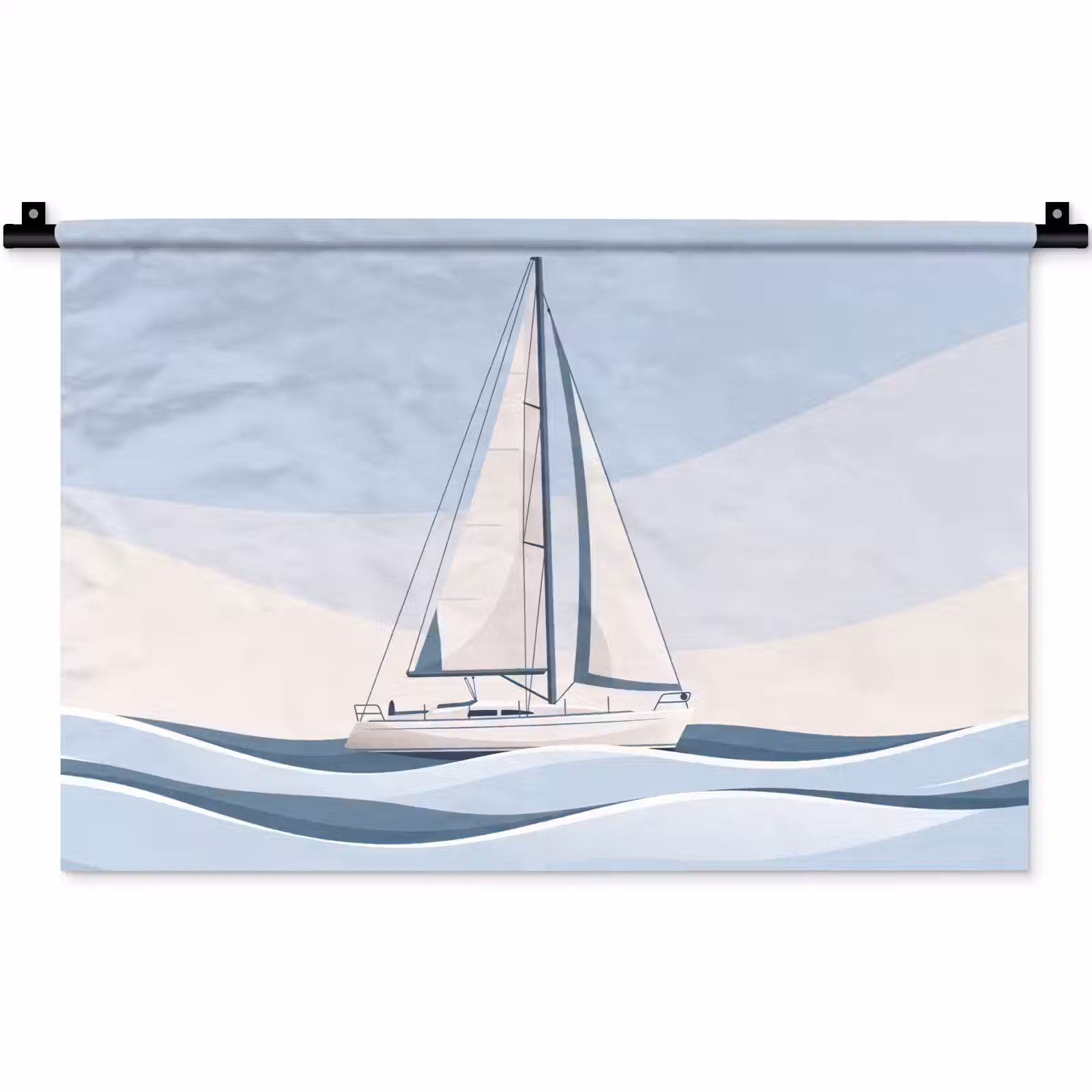 Wandkleed - Boot - Zeil - Zee - Modern - Beige — 1