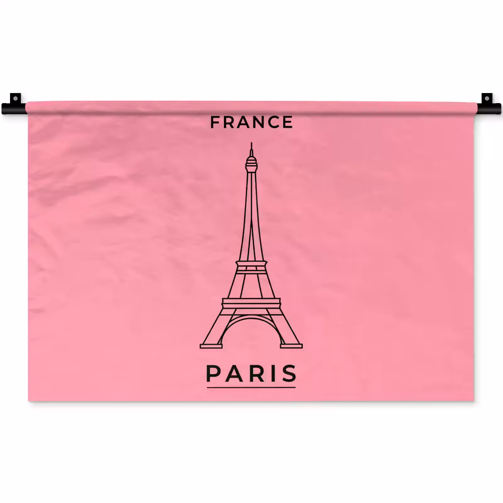 Wandkleed - Eiffeltoren - Parijs - Architectuur - Minimalistisch - Roze — 1
