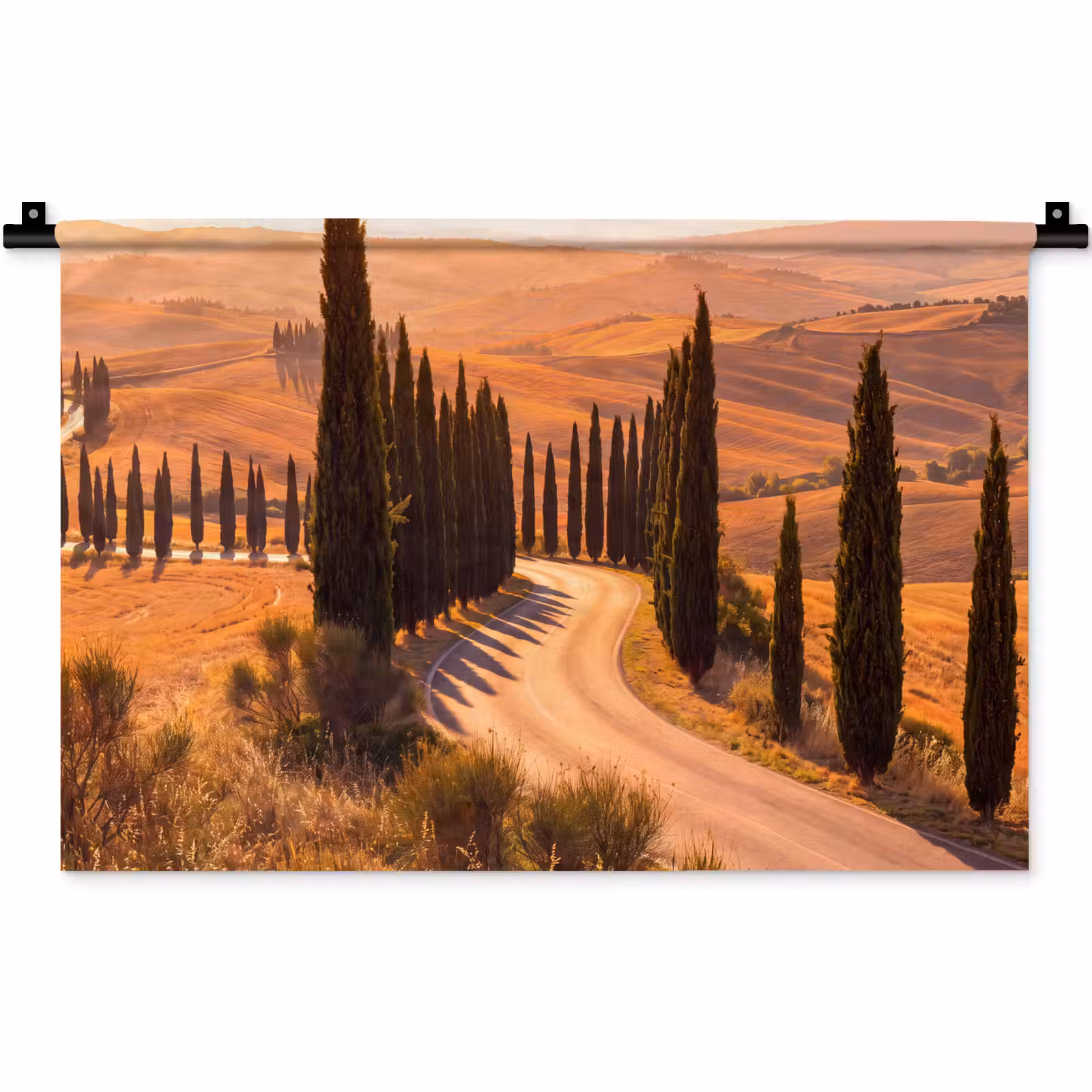 Wandkleed - Landschap - Weg - Bomen - Natuur - Goud — 1