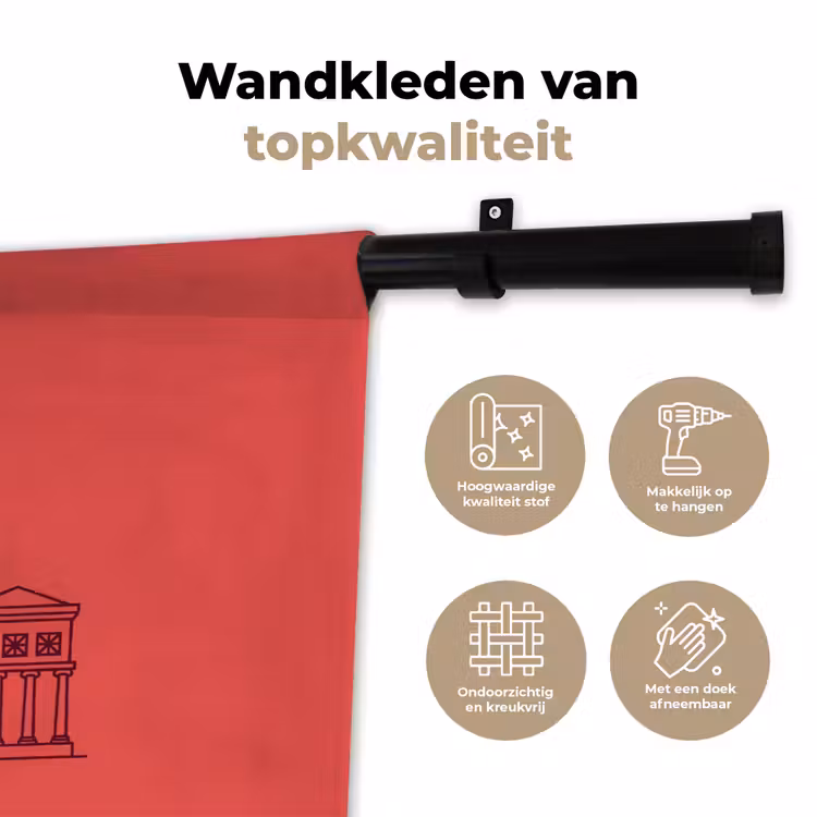 Wandkleed - Architectuur - Boekarest - Stedelijk - Lijntekening - Rood — 3