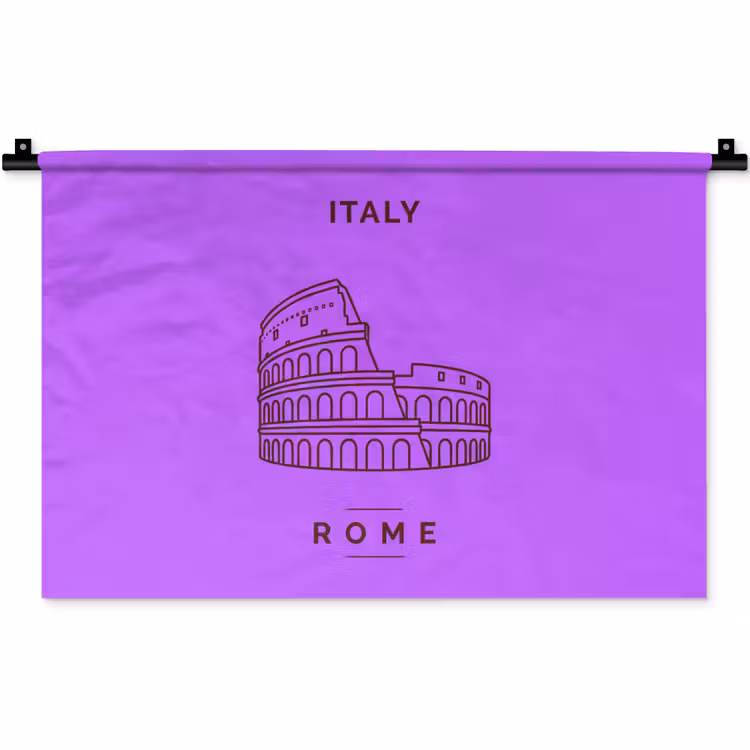 Wandkleed - Architectuur - Colosseum - Rome - Minimalistisch - Paars — 1