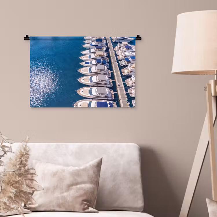 Wandkleed - Boot - Jachthaven - Water - Zomer - Blauw — 2