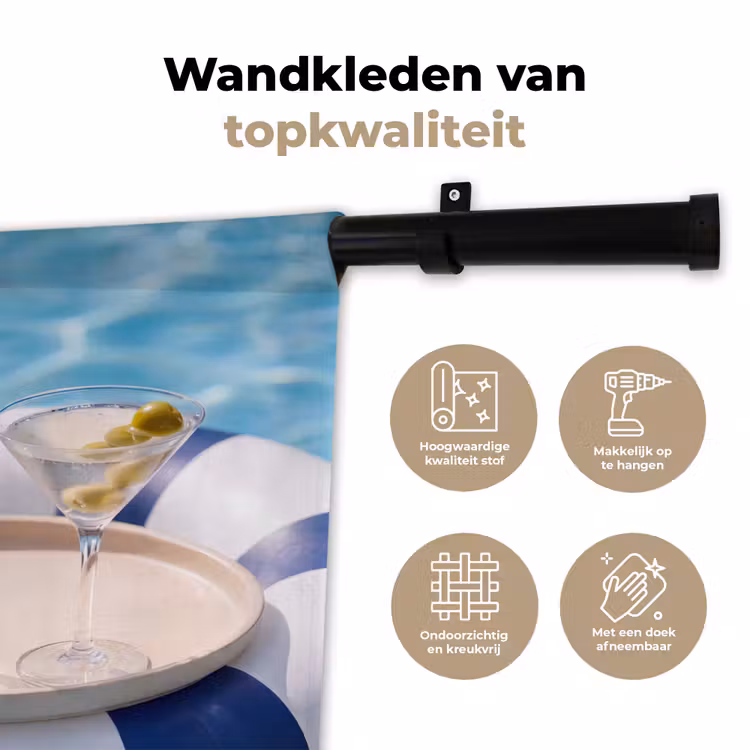 Wandkleed - Cocktail - Zwembad - Zomer - Blauw — 3
