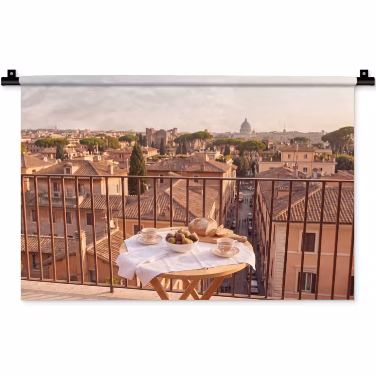 Wandkleed - Eten - Ontbijt - Balkon - Stad - Zonsopgang — 1