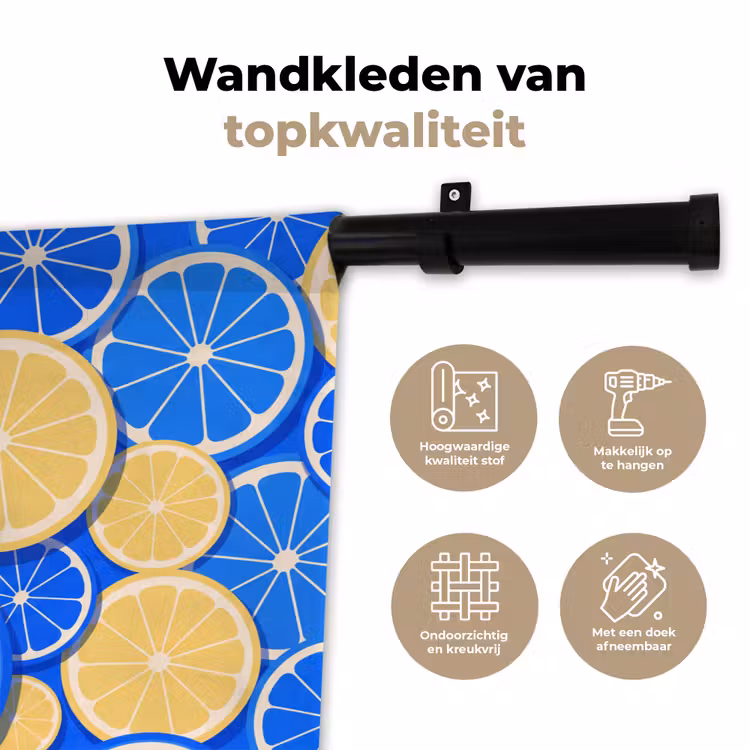 Wandkleed - Fruit - Schijven - Patroon - Modern - Blauw - Geel — 3