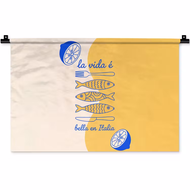 Wandkleed - Italië - Eten - Citroen - Vis - Grafisch — 1