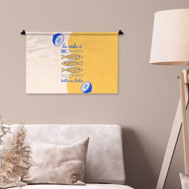 Wandkleed - Italië - Eten - Citroen - Vis - Grafisch — 2