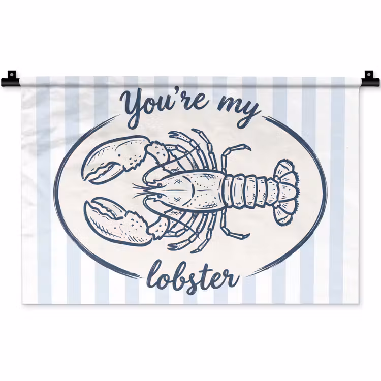 Wandkleed - Kreeft - Illustratie - Liefde - Blauw - Decoratie — 1