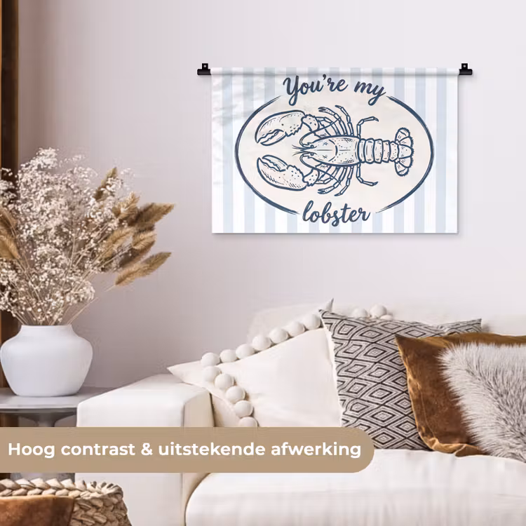 Wandkleed - Kreeft - Illustratie - Liefde - Blauw - Decoratie — 4