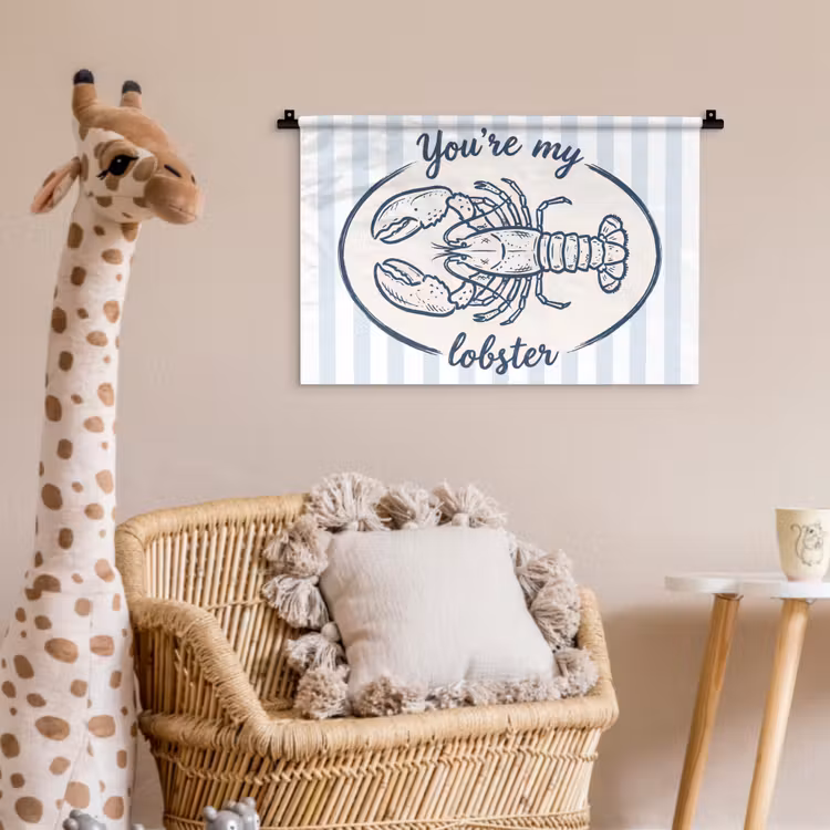 Wandkleed - Kreeft - Illustratie - Liefde - Blauw - Decoratie — 5