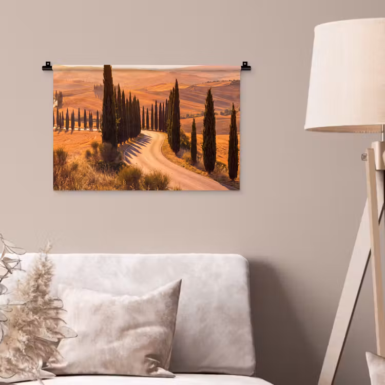 Wandkleed - Landschap - Weg - Bomen - Natuur - Goud — 2