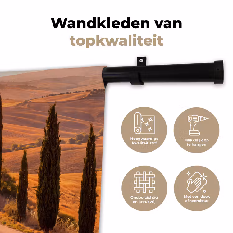 Wandkleed - Landschap - Weg - Bomen - Natuur - Goud — 3