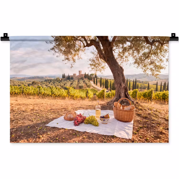 Wandkleed - Picknick - Wijngaard - Landschap - Zomer - Eten — 1