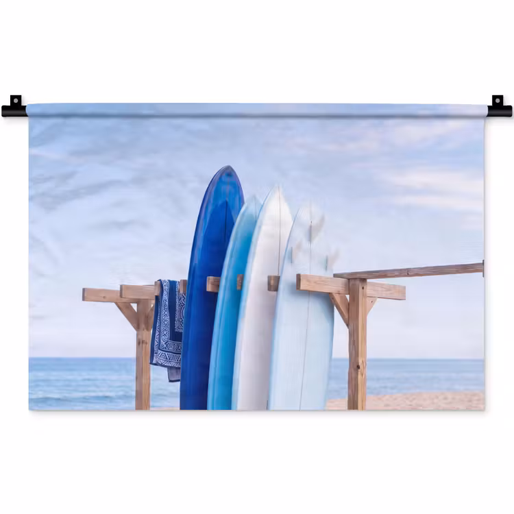 Wandkleed - Surfplank - Strand - Zomer - Blauw - Water — 1