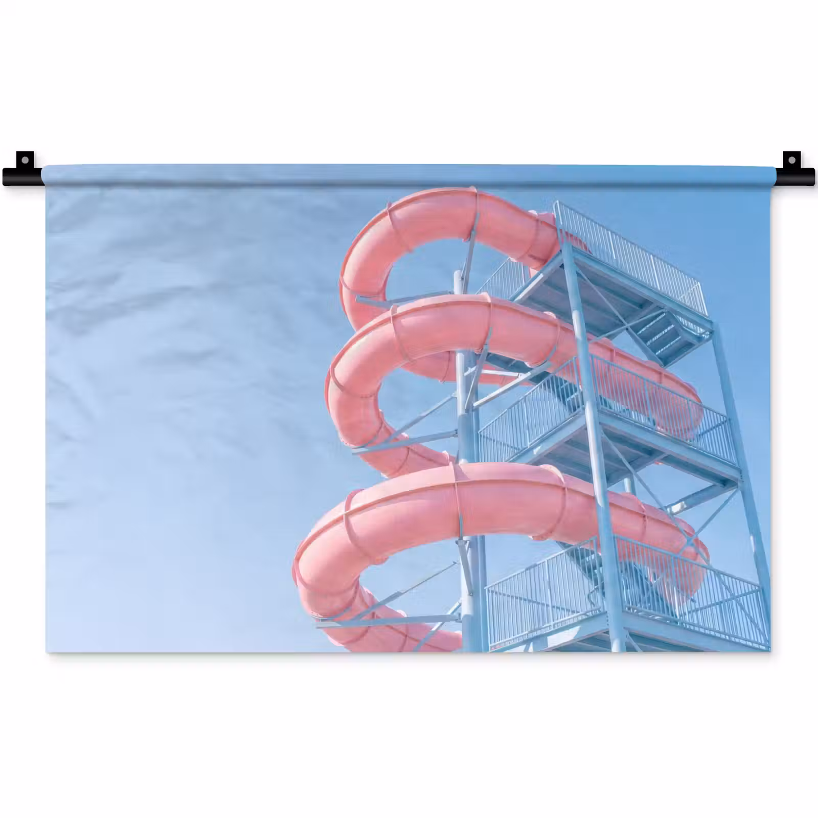 Wandkleed - Glijbaan - Waterpark - Spiraal - Modern - Roze — 1