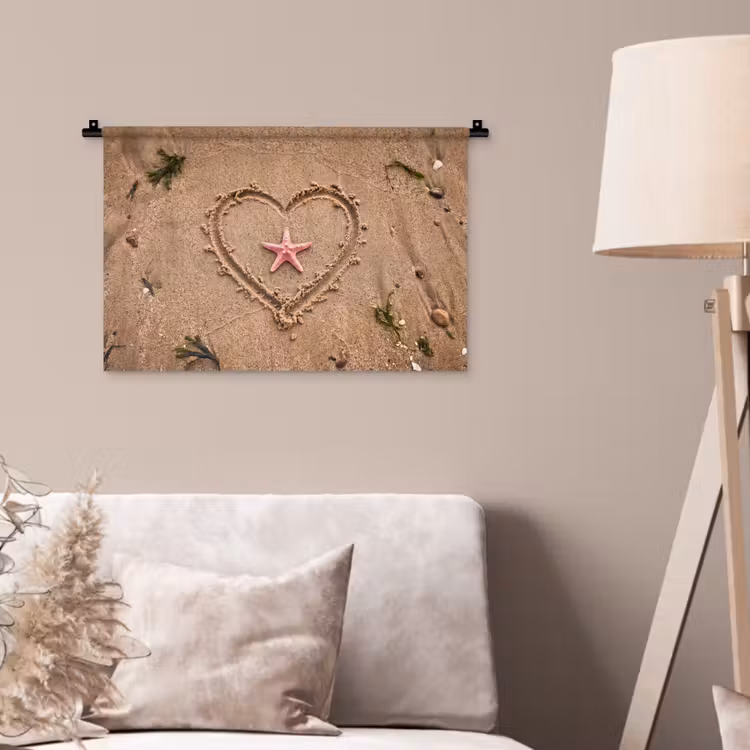 Wandkleed - Dieren - Hart - Strand - Zand - Roze — 2