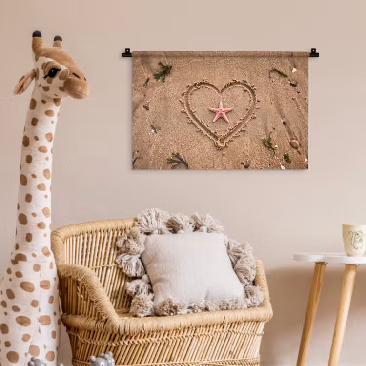 Wandkleed - Dieren - Hart - Strand - Zand - Roze — 5