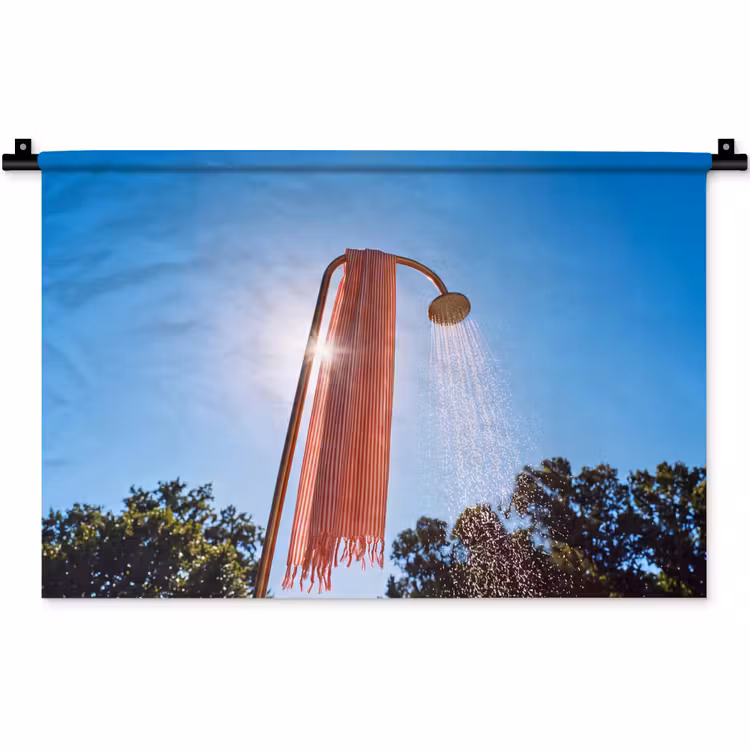 Wandkleed - Douche - Water - Zomer - Blauw — 1