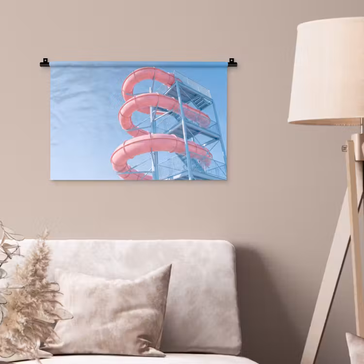 Wandkleed - Glijbaan - Waterpark - Spiraal - Modern - Roze — 2