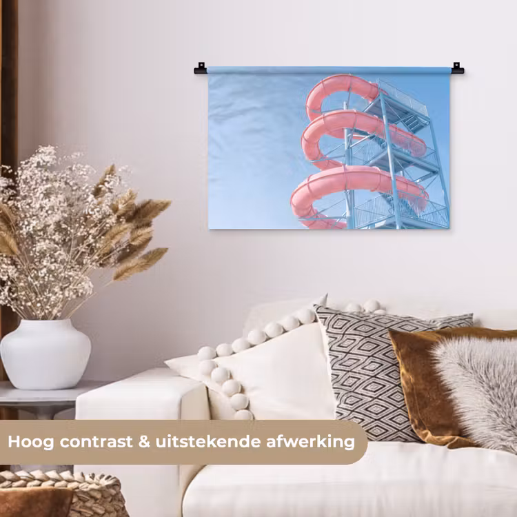 Wandkleed - Glijbaan - Waterpark - Spiraal - Modern - Roze — 4
