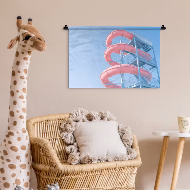 Wandkleed - Glijbaan - Waterpark - Spiraal - Modern - Roze — 5